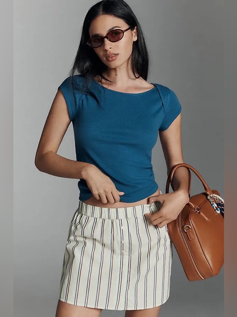 NWT Pilcro Short Sleeve Envelope Tee ~ Large Blue - Picture 1 of 5